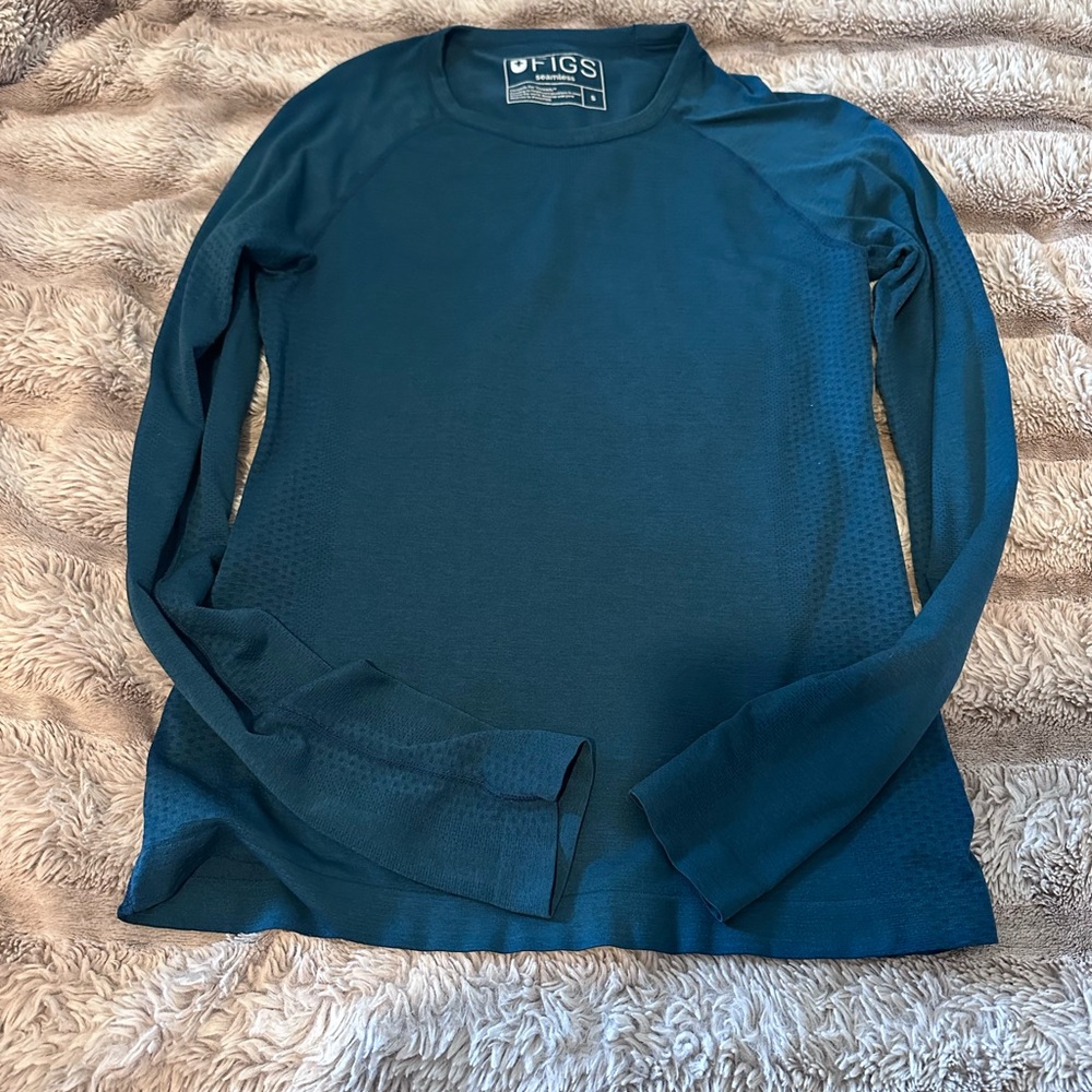 Teal Long Sleeve figs under scrub small